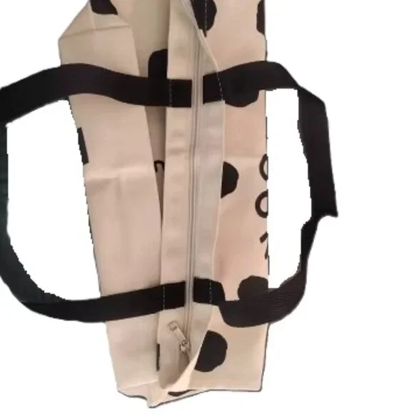 Snoopy Canvas Tote Bag Polka Dot White Shopping Bag 15x12 With Plush Charm - Picture 4 of 8